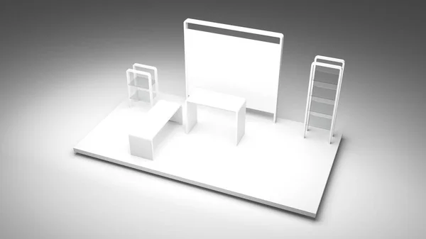 空の展示ブース コピースペースイラスト 元のデザイン3Dレンダリング — ストック写真