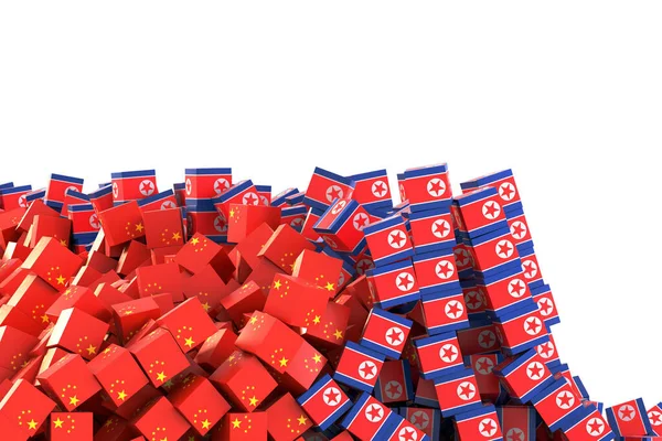 Nordkorea Och Kina Politisk Relation Och Konflikt Ursprungliga Rendering Begreppslig — Stockfoto