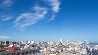 Havana, Küba; eski şehrin havadan panoramik manzarası