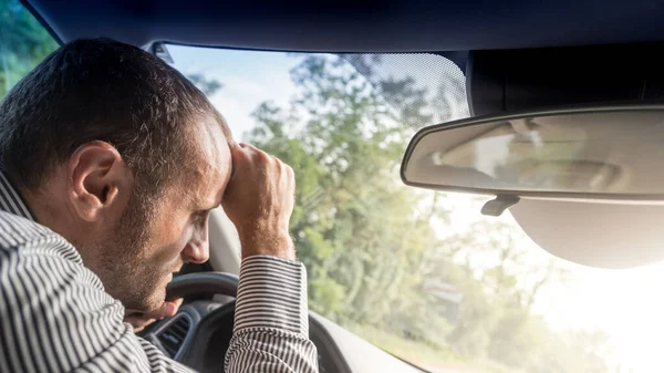 Conceitos Motorista Deprimido Transporte Estilo Vida — Fotografia de Stock