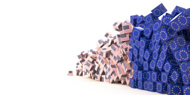 ABD ve Avrupa 'nın ekonomik ve siyasi ilişkileri, orijinal 3D yorumlama