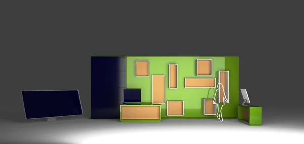 現代店の小売壁 コピースペースのイラスト 元のデザイン3Dレンダリング — ストック写真