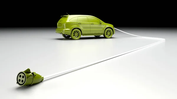 Electric car concept, green and clean energy, original 3d rendering