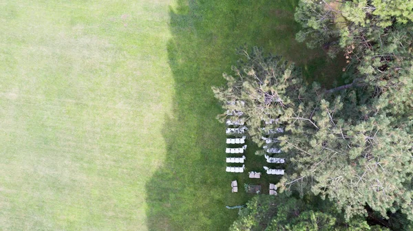 Bovenaanzicht Van Een Drone Vanuit Lucht Van Een Elegante Tuin — Stockfoto