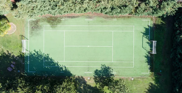 Fußball Grünes Feld Drohnenbild Aus Der Luft — Stockfoto