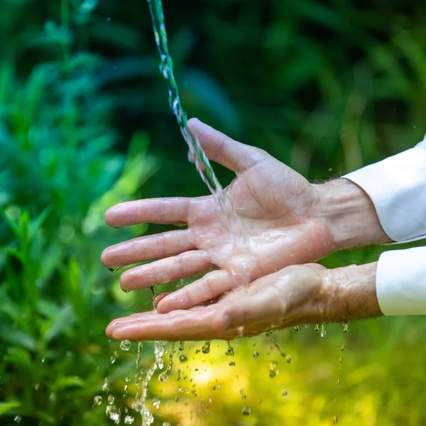 Świeża Woda Ogrodzie Dobre Samopoczucie Koncepcje Natury — Zdjęcie stockowe