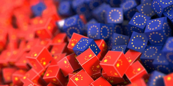 Europe and China relationship, 3d rendering background