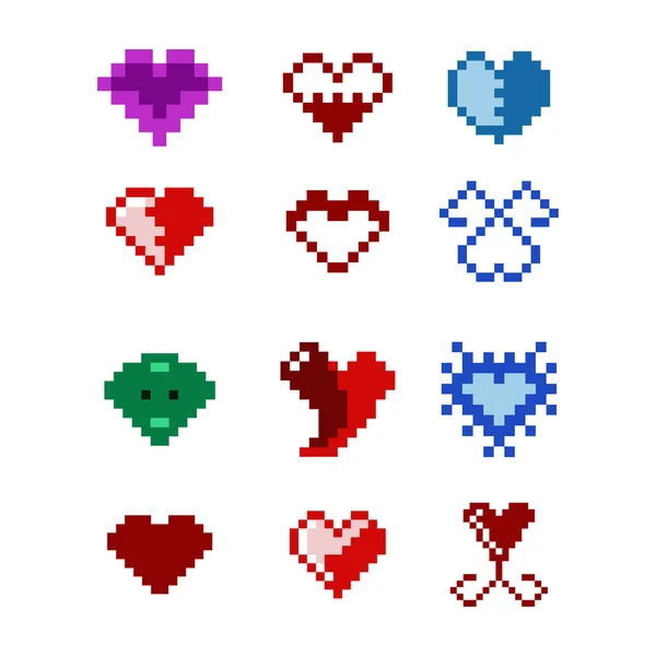 Pixel heart icons — Stock Vector