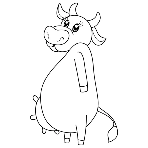 Μια Χαριτωμένη Εικόνα Αγελάδας Κινουμένων Σχεδίων Για Χαλάρωση Activity Line — Διανυσματικό Αρχείο