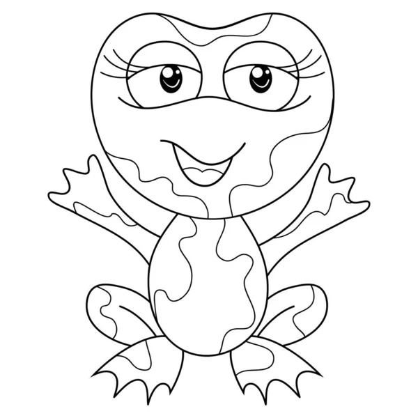 Cute Cartoon Frog Image Relaxing Activity Line Art Style Illustration — Stock Vector