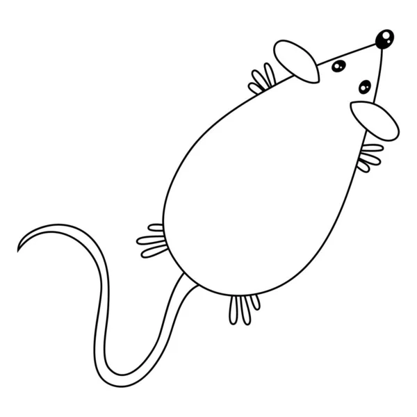 Roztomilý Kreslený Obrázek Myši Pro Relaxační Aktivity Line Art Styl — Stockový vektor