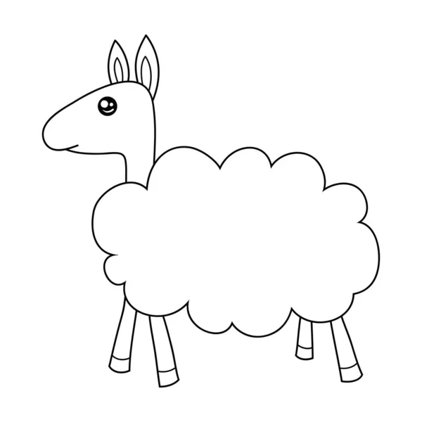 Een Schattige Cartoon Schaap Beeld Voor Ontspannende Activiteit Line Kunst — Stockvector