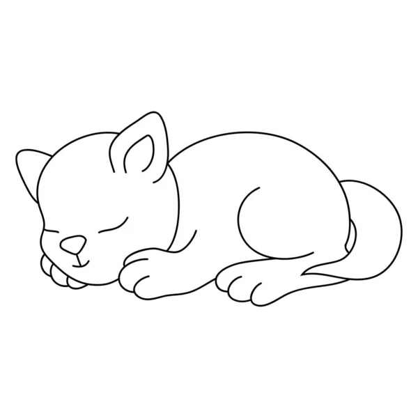 Una Linda Imagen Gato Dormido Dibujos Animados Para Una Actividad — Vector de stock