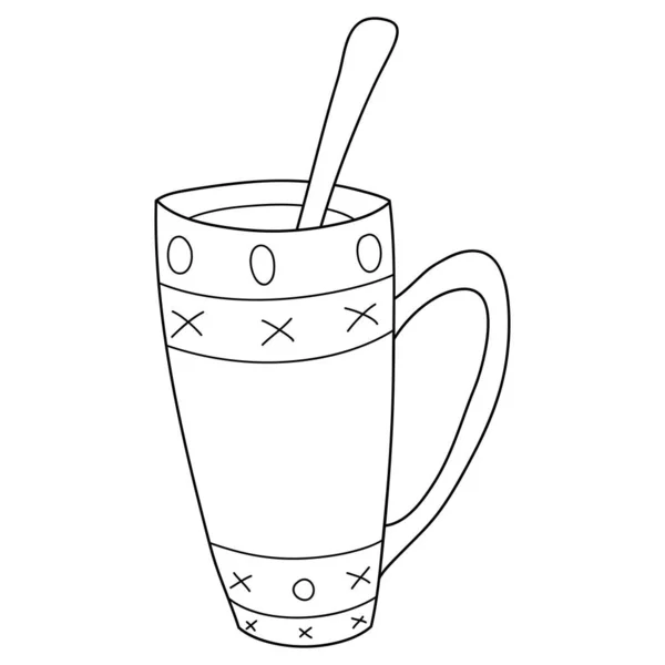 Een Schattige Cartoon Cup Met Ornamenten Afbeelding Voor Ontspannende Activiteit — Stockvector