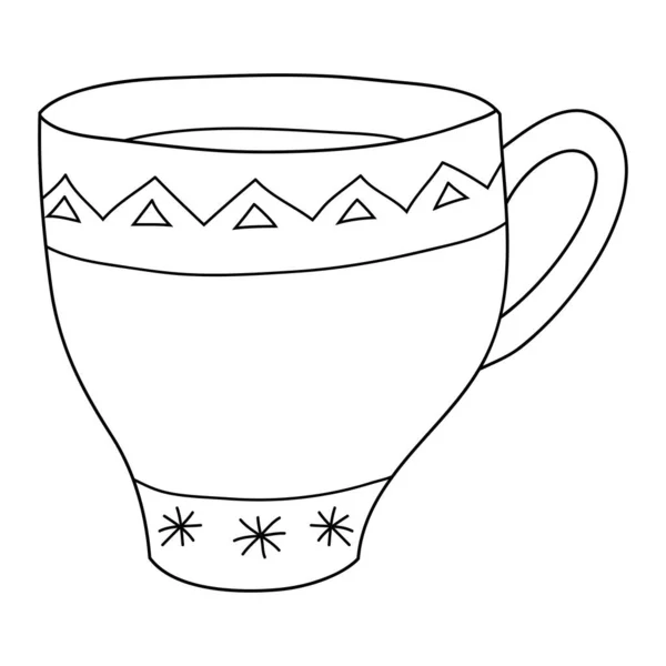 Roztomilý Kreslený Pohár Ornamenty Obrázek Pro Relaxační Aktivity Line Art — Stockový vektor