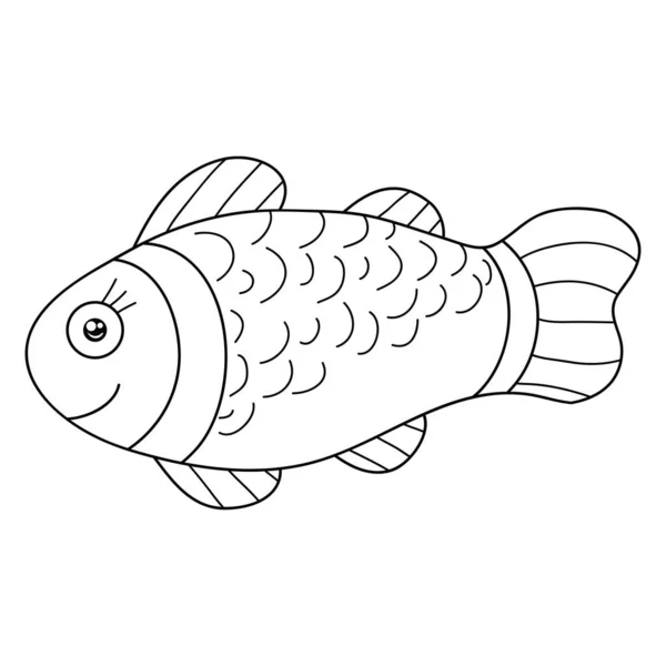Gambar Ikan Kartun Yang Lucu Untuk Aktivity Line Gambar Gaya - Stok Vektor