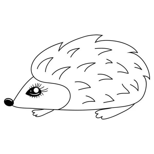 Cute Cartoon Hedgehog Image Relaxing Activity Line Art Style Illustration — Stock Vector