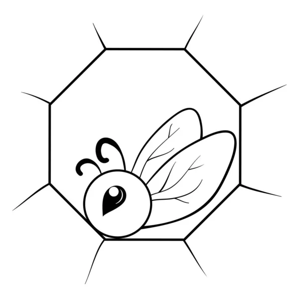 Cute Cartoon Bee Honey Image Relaxing Activity Line Art Style — Stock Vector