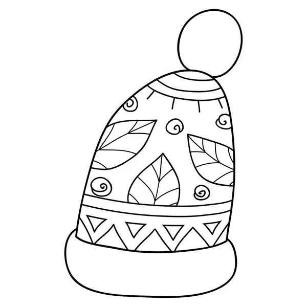 Een Kerstmuts Met Ornamenten Afbeelding Voor Ontspanning Line Art Stijl — Stockvector