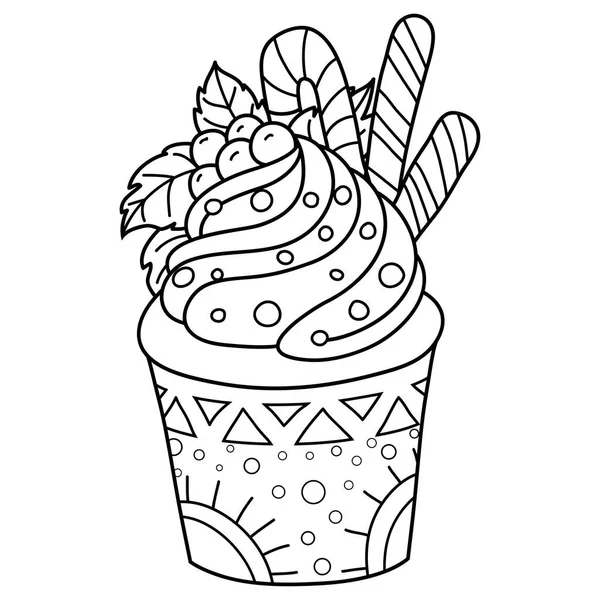 Una Imagen Cupcake Navidad Para Relajarse Ilustración Estilo Arte Línea — Vector de stock