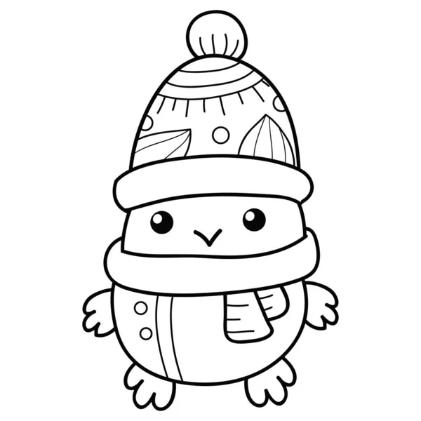 Ein Weihnachtspinguin Mit Ornamenten Bild Zum Entspannen Line Art Style — Stockvektor