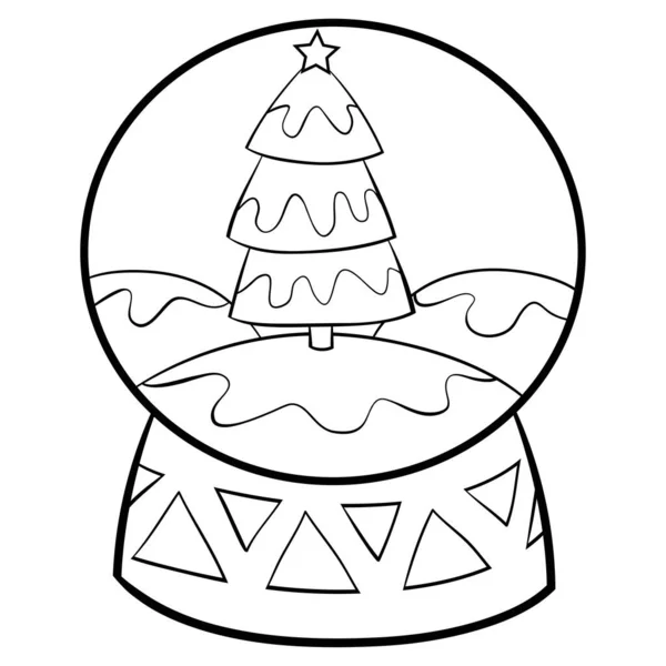 Vánoční Ples Jedlovým Stromem Obrázek Pro Relaxaci Line Art Styl — Stockový vektor