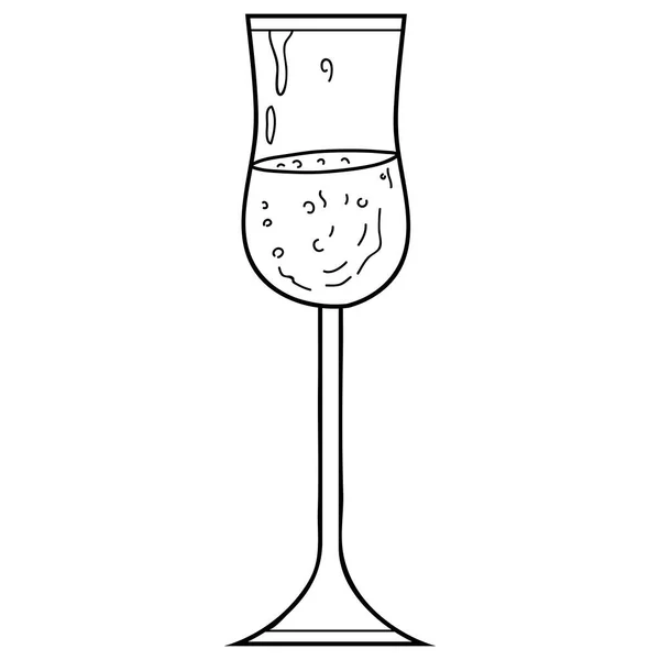 Een Kerstglas Champagne Voor Ontspanning Line Art Style Illustratie Voor — Stockvector