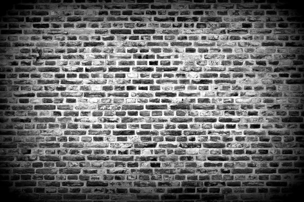 Brick wall horizontal background with bricks - black and white — Stock Photo, Image