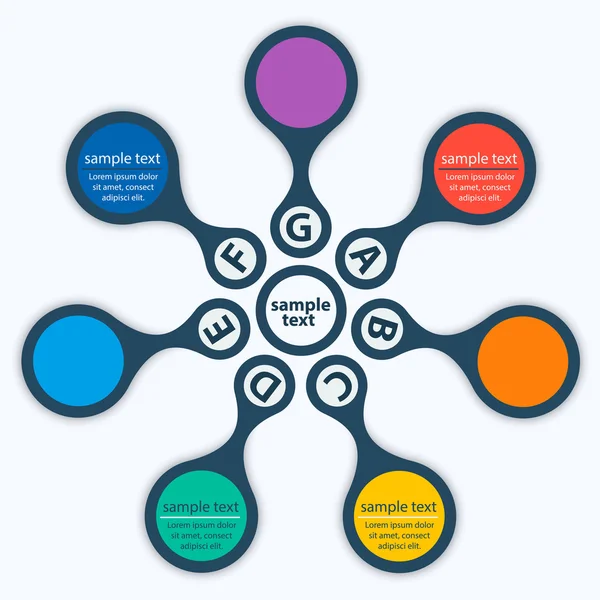 Colorido diagrama metaball para infografías, plantilla de diseño vectorial. La ilustración se puede utilizar para el diseño del flujo de trabajo, opciones de número, diseño web . — Vector de stock