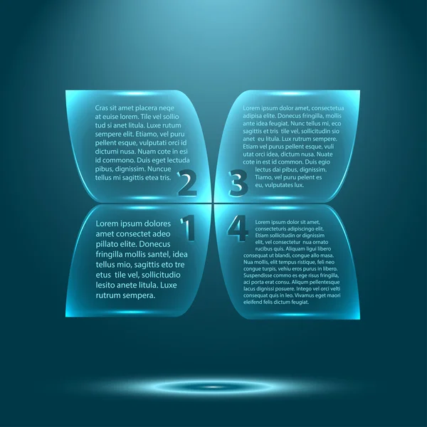Set di banner lucidi con luci brillanti per il business design. Elementi infografici vettoriali in vetro per concetti di business . — Vettoriale Stock