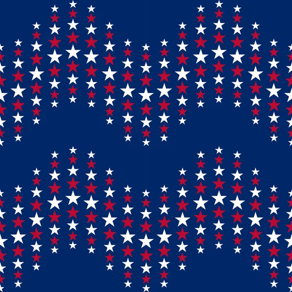 Modèle sans couture avec des étoiles aux couleurs américaines traditionnelles. Illustration vectorielle — Image vectorielle