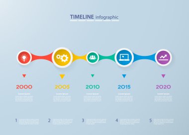 6 adımlar ve simgeler için gerçekçi renkli daireler ile Infographics zaman çizelgesi şablonu. İş akışı düzeni, diyagram, numarası seçenekleri için kullanılabilir, adım seçenekleri, web tasarım, infographics, sunumlar.
