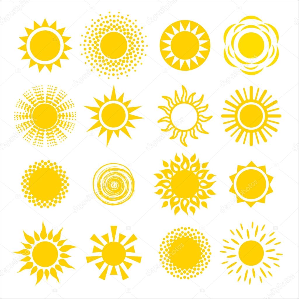 Collection suns icons. Vector illustration