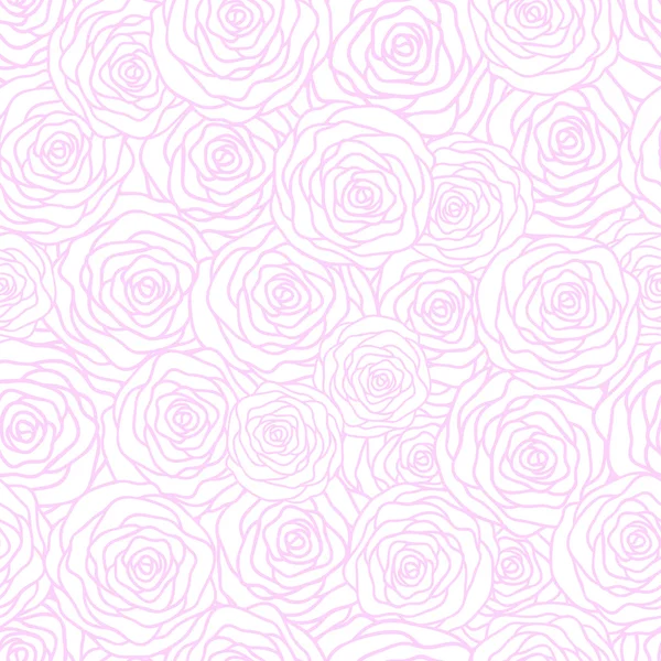 Modèle vectoriel sans couture avec contour stylisé roses. Beau fond floral. Peut être utilisé pour le textile, fond de site Web, couverture de livre, emballage, invitation de mariage — Image vectorielle