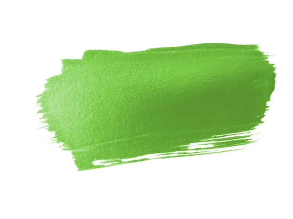 Groene verf uitstrijkjes beroerte vlek op witte achtergrond — Stockfoto