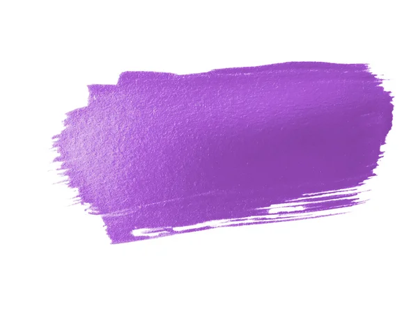 Mancha roxo pintura esfregaço acidente vascular cerebral no fundo branco — Fotografia de Stock