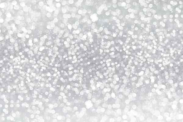 Branco e prata brilho bokeh textura fundo abstrato — Fotografia de Stock