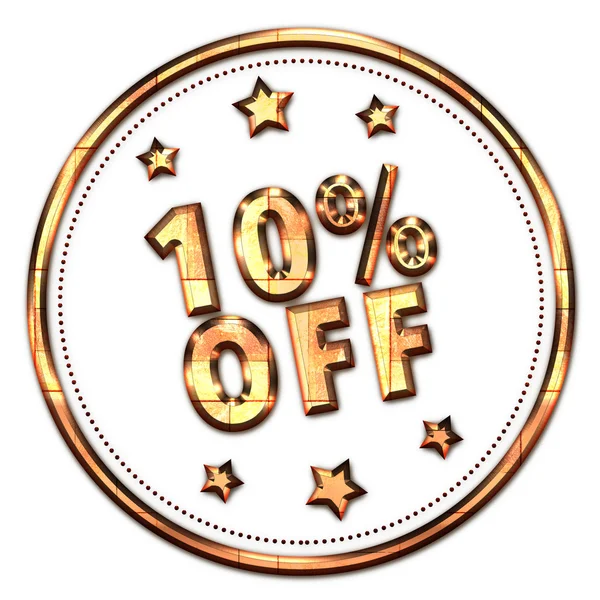 10% off gold word on white background