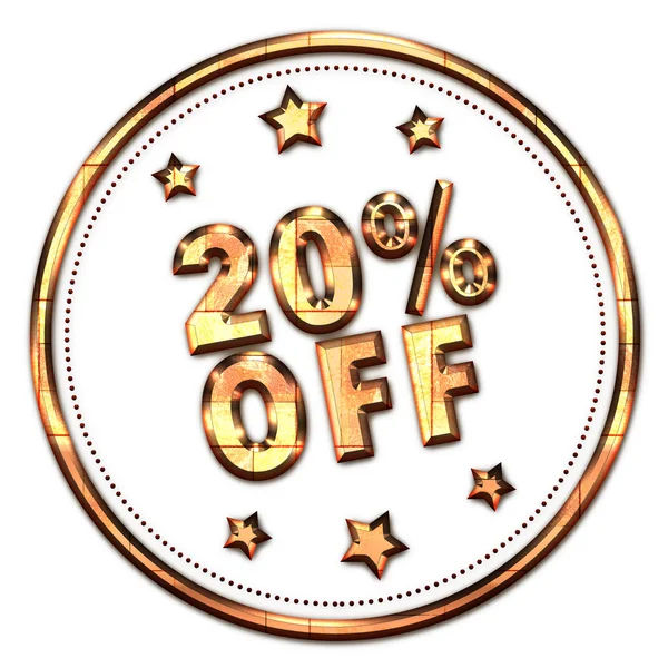 20% off gold word on white background