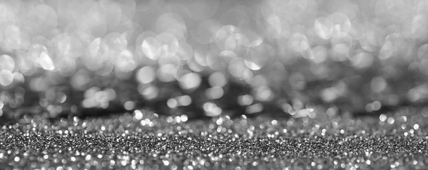 Argent paillettes texture bokeh fond abstrait, bannière — Photo