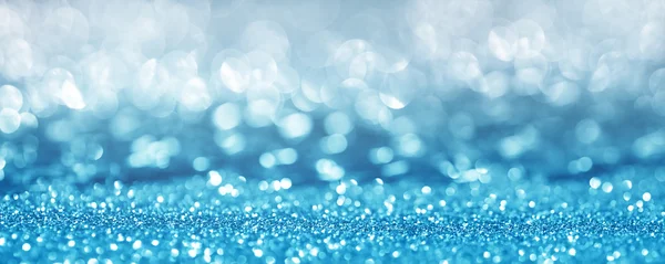 Blauer glitter bokeh textur abstrakter hintergrund, banner — Stockfoto