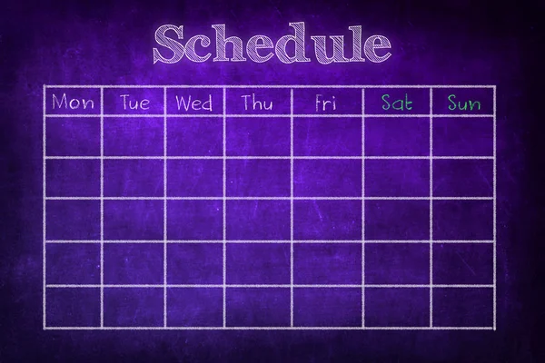 Schedule on purple chalkboard — Stock Photo, Image