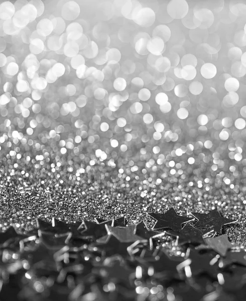 Silver Stjärnor Glitter Abstrakt Blinkade Ljusa Backgroun — Stockfoto