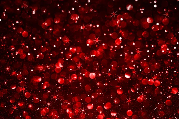 Roter Glitter Bokeh Mit Sternen Abstrakten Hintergrund — Stockfoto