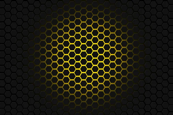 黄色と黒の六角形の背景 — ストック写真