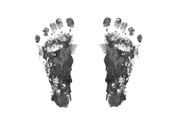Μπογιές Ποδιών Υδατογραφία Λευκό Μαύρο Έδαφος — Φωτογραφία Αρχείου