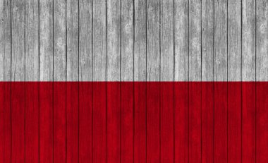 Ahşap arkaplanda poland bayrağı
