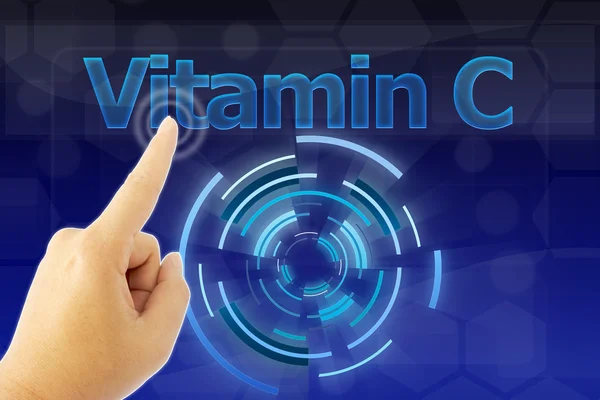 Hand Zeigt Auf Vitamin Wort — Stockfoto