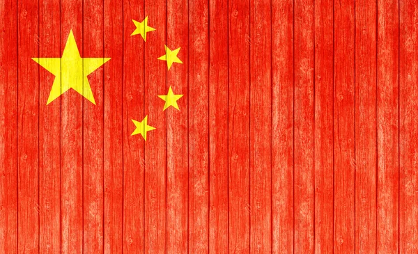 China Flag Old Wood Texture Backgroun — 스톡 사진