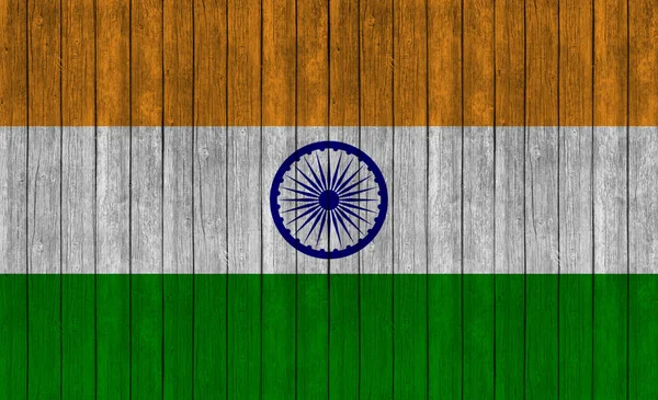 Bandera India Sobre Fondo Madera — Foto de Stock